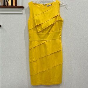 Calvin Klein Yellow Sleeveless Sheath Dress Size 4